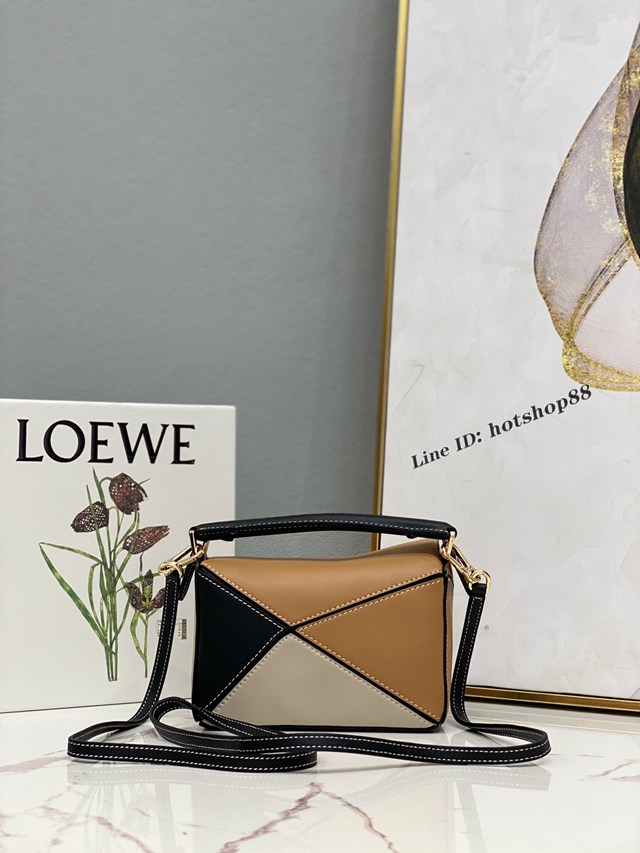 Loewe專櫃經典款2022新顏色迷你女包 羅意威Puzzle系列Mini女款手提肩背包小牛皮幾何包 10173 lyw1380